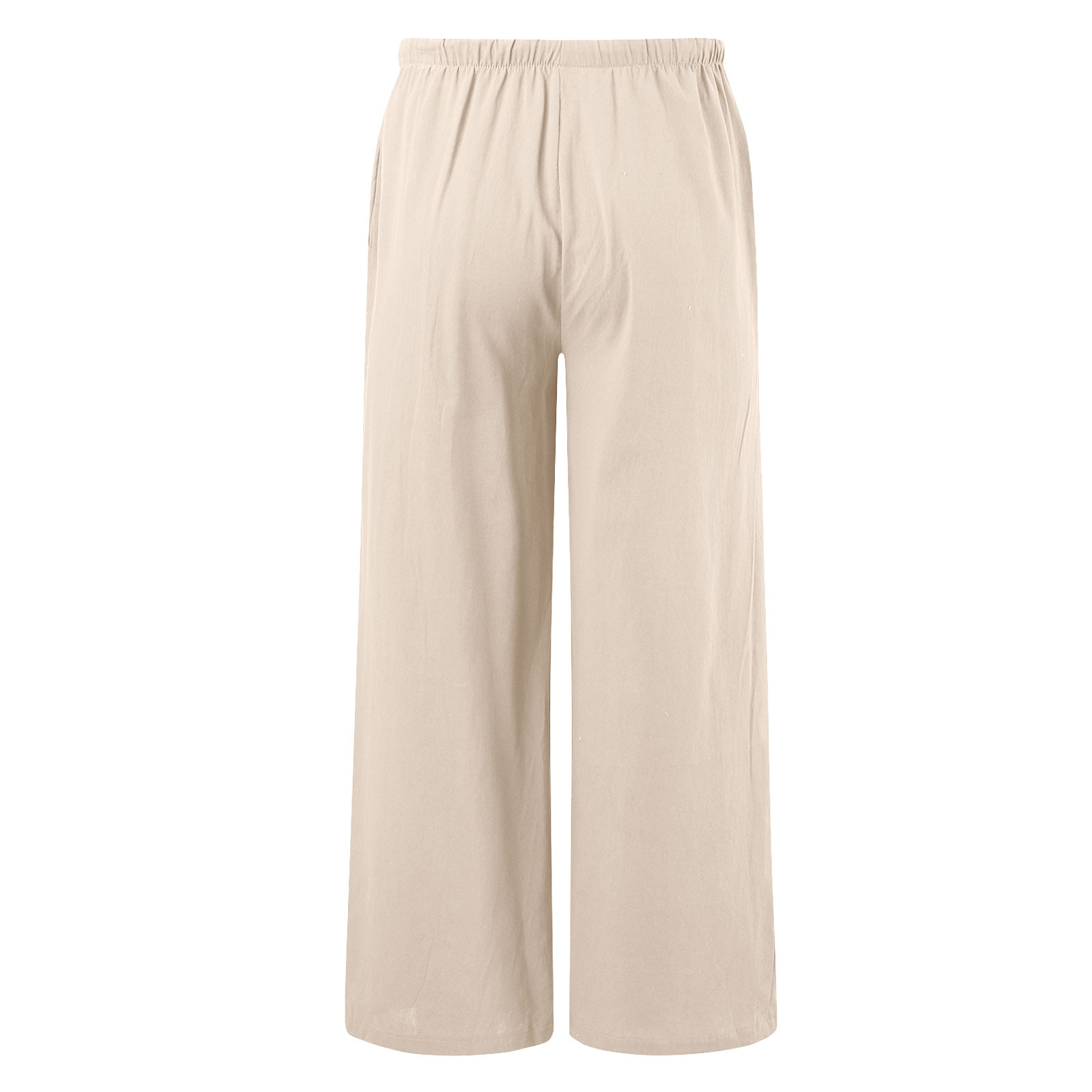 thumbnail image 5 of Pantalones de cintura alta y pierna ancha para mujer - Elástico con cordón, pierna recta cómoda, con bolsillos, 5 of 5